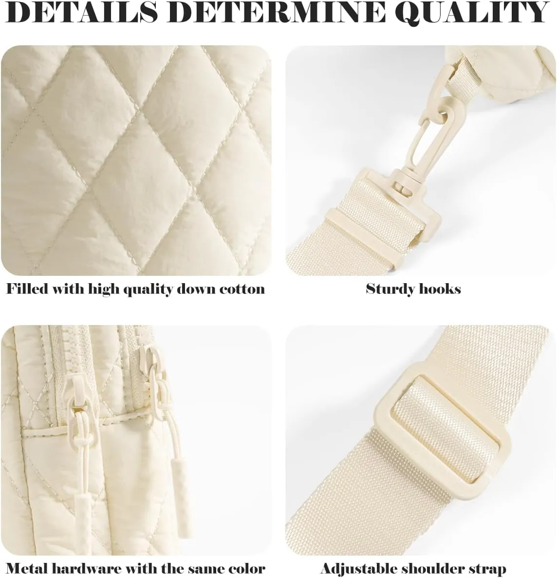 Quilted Puffer Sling Bag for Women Small Backpack Crossbody Chest Bag Fanny Packs Purses for Casual Traveling Hiking