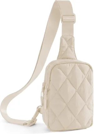 Quilted Puffer Sling Bag for Women Small Backpack Crossbody Chest Bag Fanny Packs Purses for Casual Traveling Hiking
