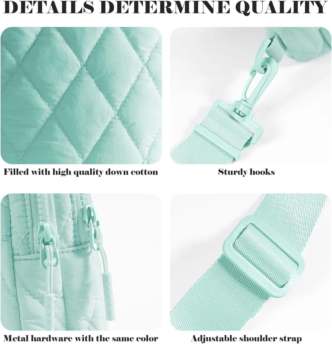 Quilted Puffer Sling Bag for Women Small Backpack Crossbody Chest Bag Fanny Packs Purses for Casual Traveling Hiking