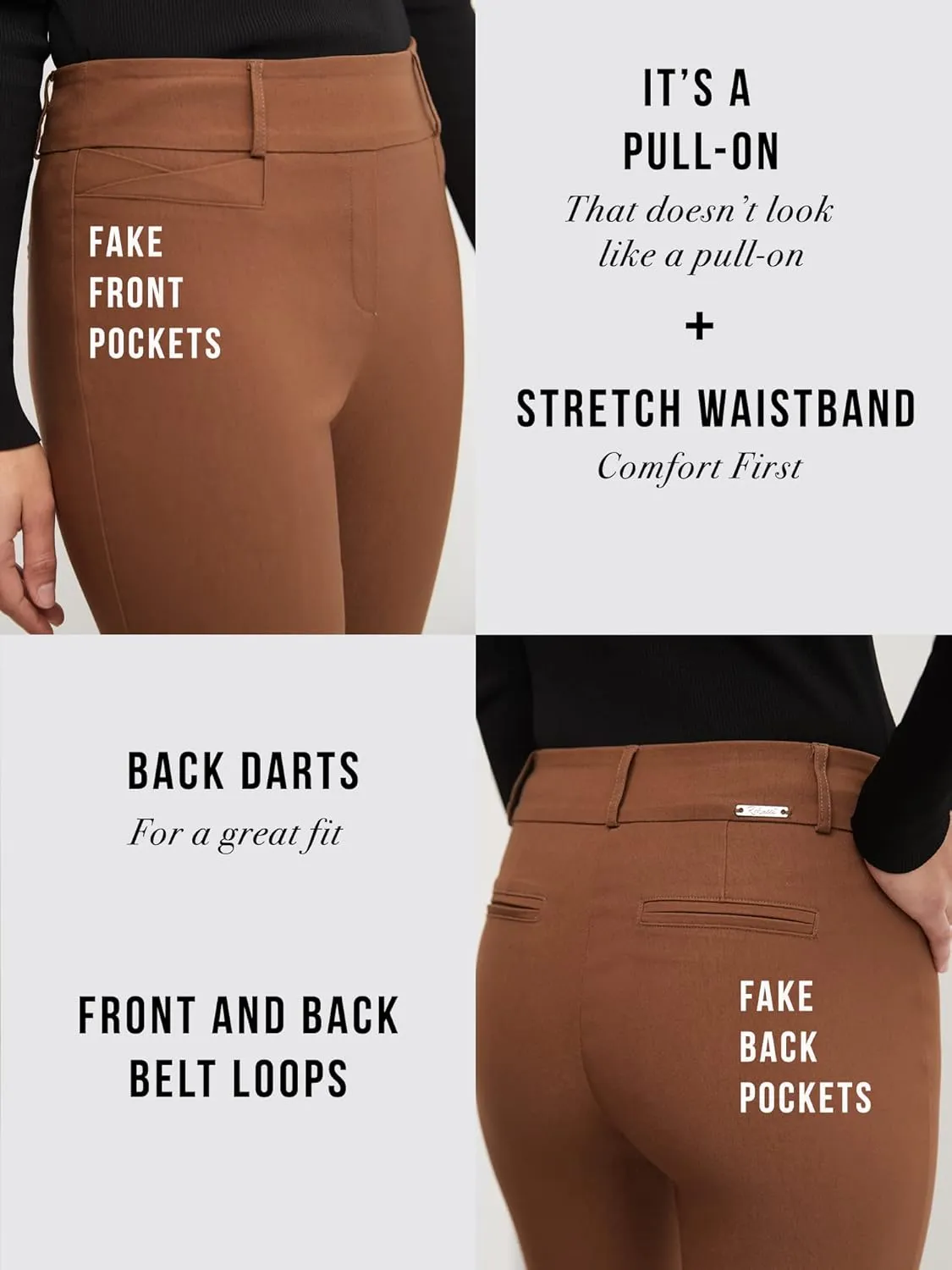 Rekucci Womens Ease into Comfort Fit Barely Bootcut Business Casual Stretch Pants in Regular/Tall/Petite fit