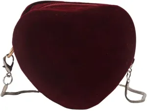 RICHTRUE Burgundy Crossbody Purses Women Velvet Clutch Purse Small Heart Purse Y2k Bag Valentines Day Lipstick Evening Bag