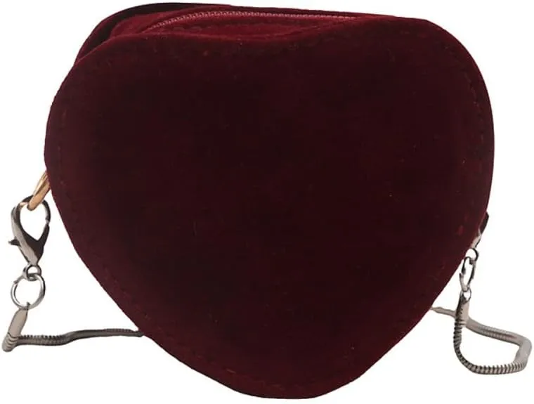 RICHTRUE Burgundy Crossbody Purses Women Velvet Clutch Purse Small Heart Purse Y2k Bag Valentines Day Lipstick Evening Bag