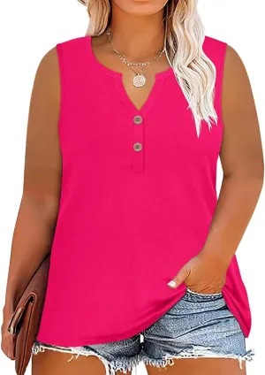 RITERA Plus Size Tanks Tops for Women Summer V Neck Solid Color Sleeveless Tanks Shirts Basic Causal Trendy Tanks Tops
