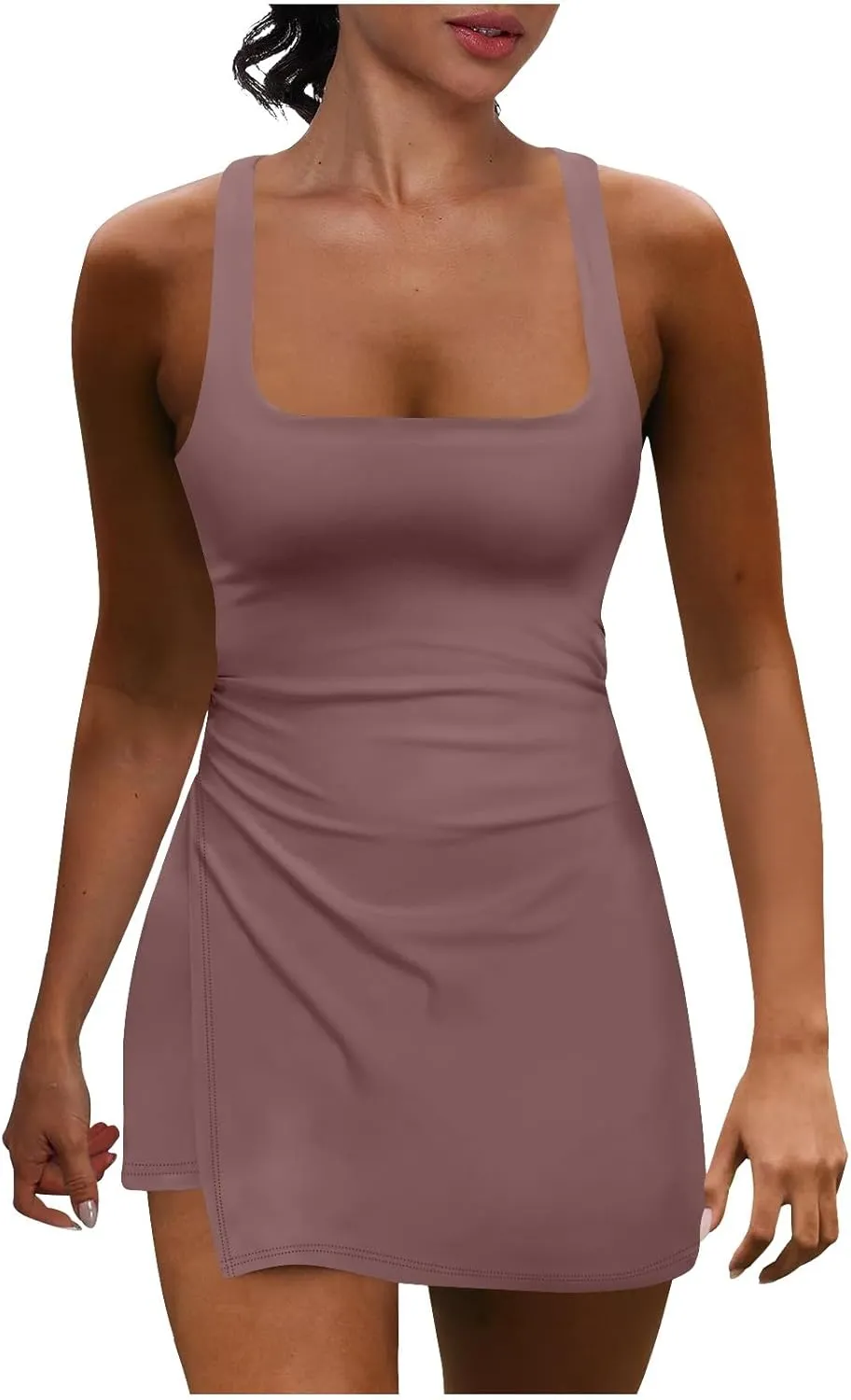 Rompers for Women Summer Tennis Dress Built in Shorts 2025 Sleeveless Bodycon Mini Athletic Romper Skort Vest Dresses