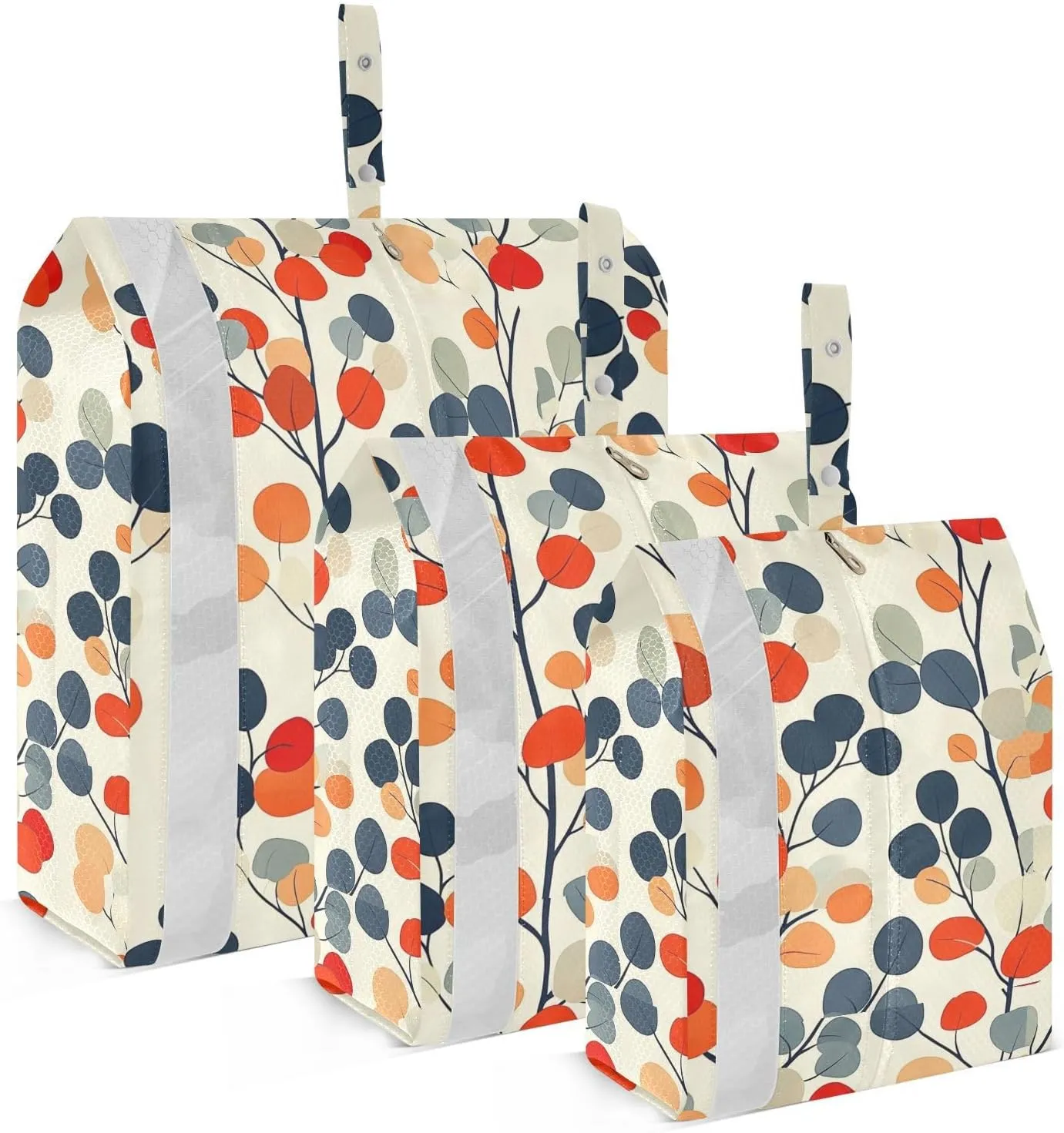 Rounded Leaf Beige 3pcs Travel Packing Storage Bags Foldable Garment Bag Closet Storage Plastic Bags Travel Must Haves