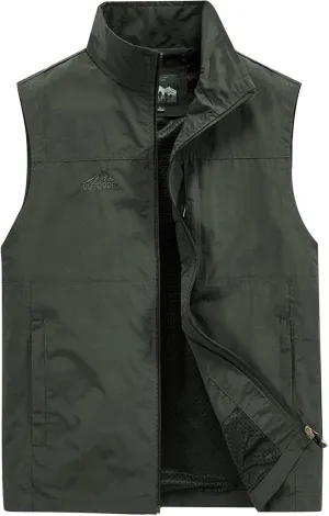 RTRDE Men's Vest Outdoor Casual Zipper Stand Collar Padded Vest Coats Sleeveless Jacket Puffer Vest, M-7XL