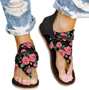 Sandals for Women Dressy Summer, Sandals Womens Wedge Sandals Arch Support Slip On Orthopedic Flat Clip Toe Sandals