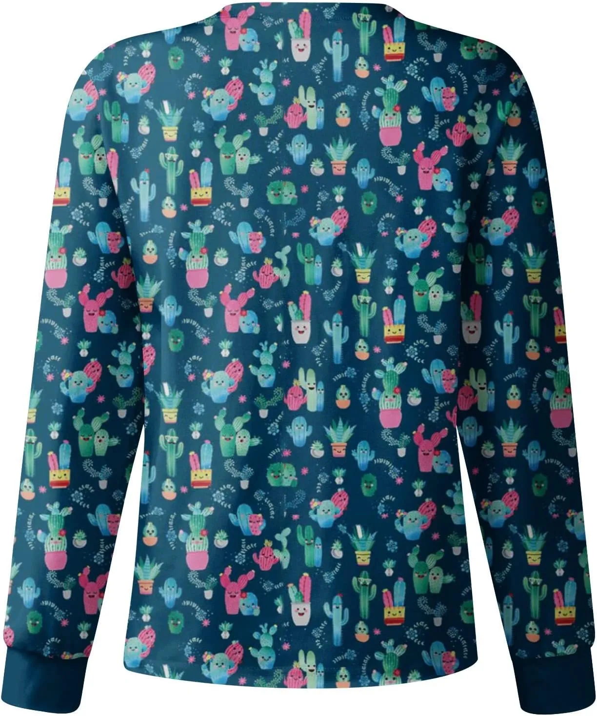 Scrub Jackets for Women Print Long Sleeve Holiday Scrubs Tops Button Cardigan Working Nurse Uniforms