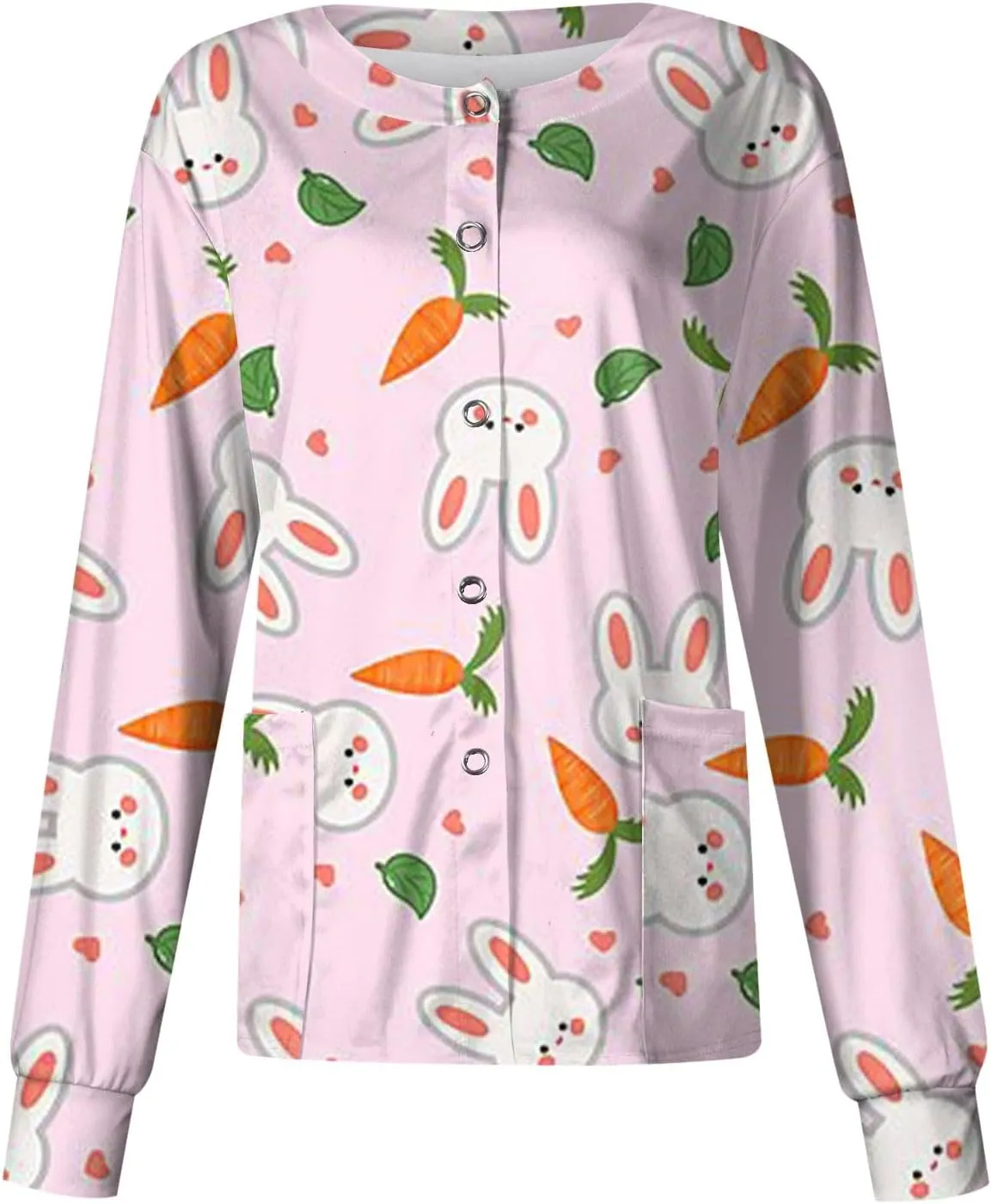 Scrub Jackets Women Printed Scrubs Jacket for Women Front Cute Animals Pattern Long Sleeve Scrub Tops Working Uniforms
