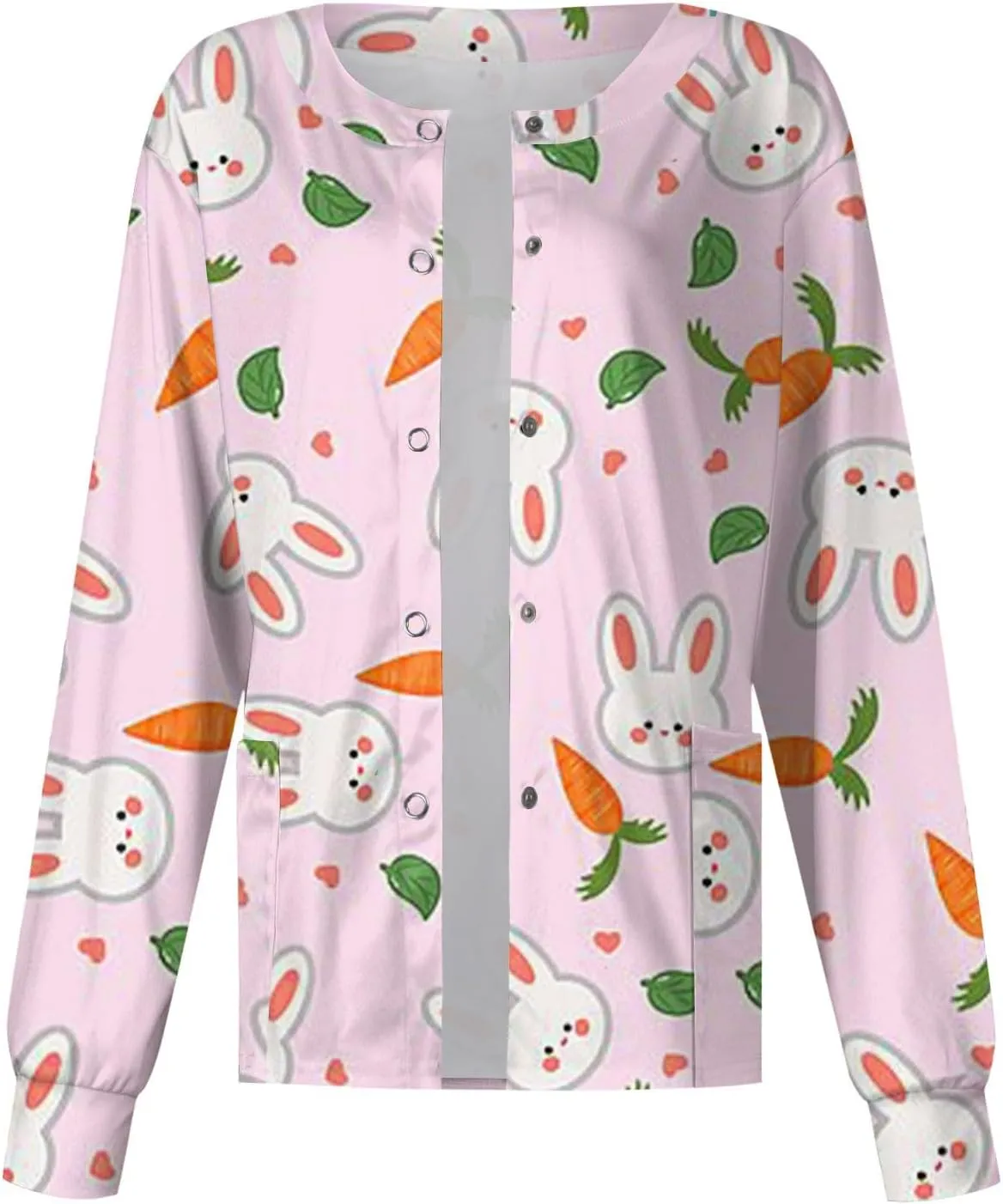 Scrub Jackets Women Printed Scrubs Jacket for Women Front Cute Animals Pattern Long Sleeve Scrub Tops Working Uniforms