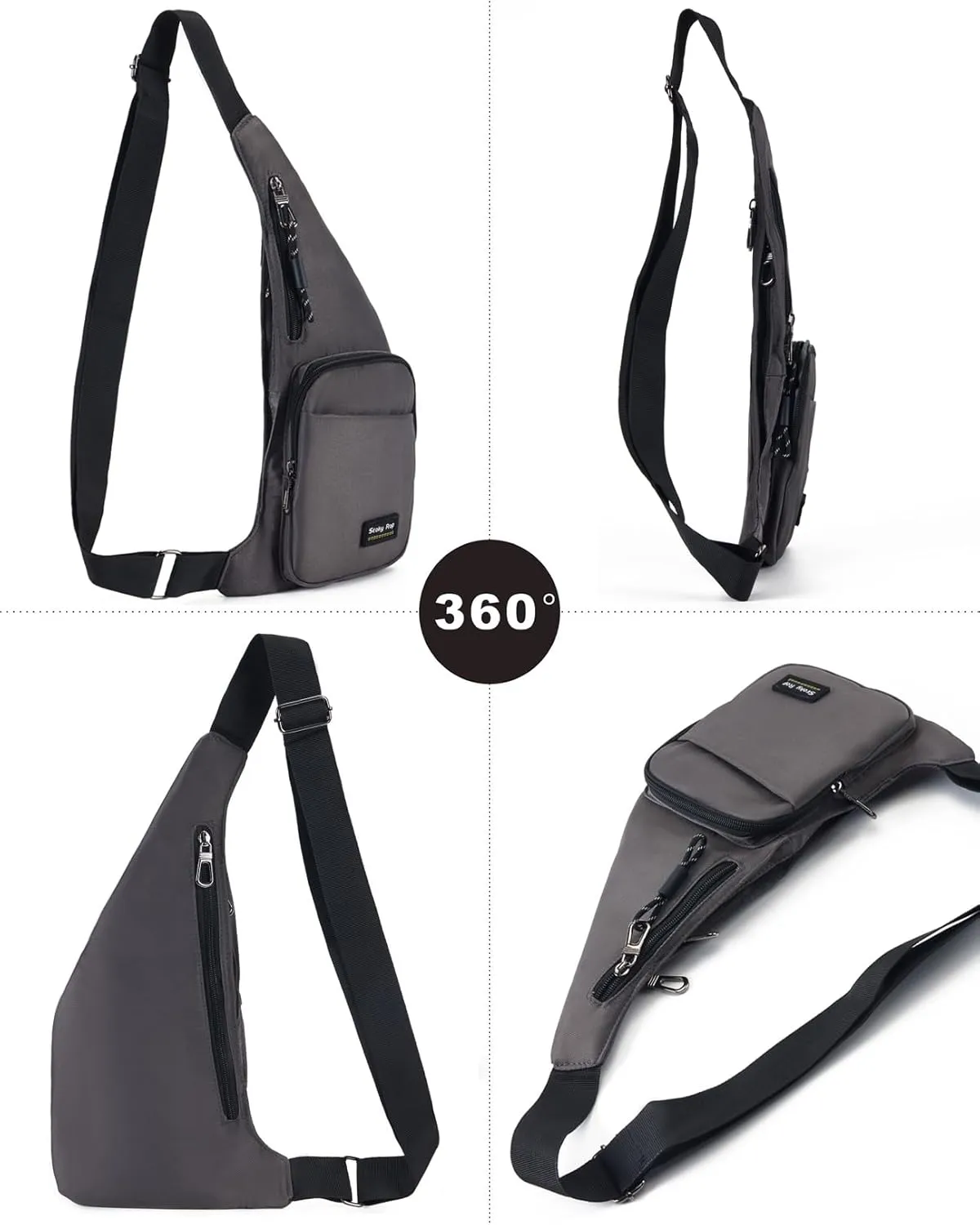 Seoky Rop Sling Bag for Men Women Slim Personal Purse Pocket Small Anti-Thief Crossbody Chest Bag for Travel Hiking Grey