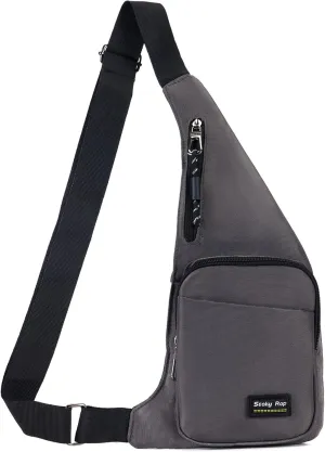 Seoky Rop Sling Bag for Men Women Slim Personal Purse Pocket Small Anti-Thief Crossbody Chest Bag for Travel Hiking Grey