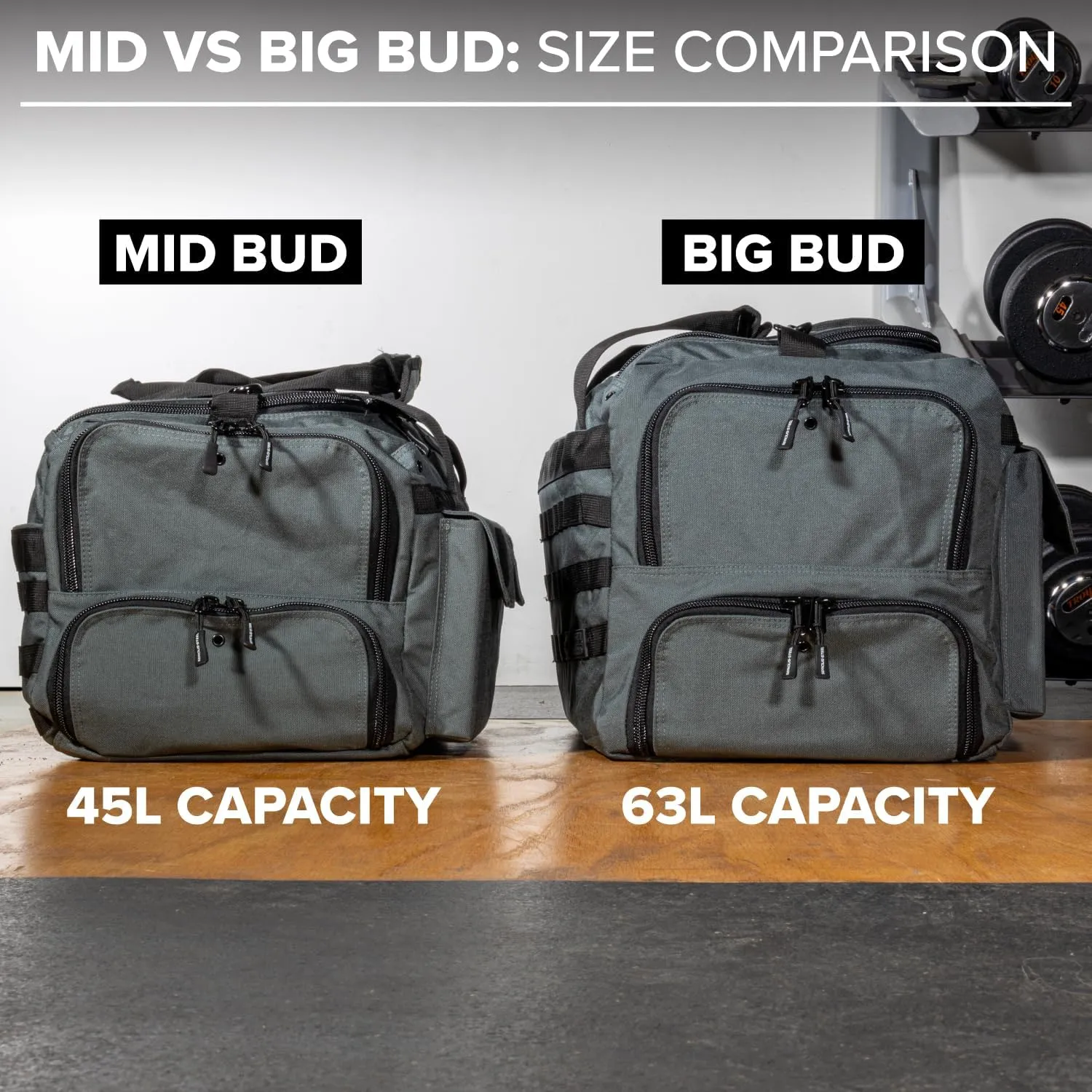 Serious Steel Fitness Gym Bag, 1000D Nylon Duffel Bag, Heavy Duty (Grey - Big Bud 2.0)