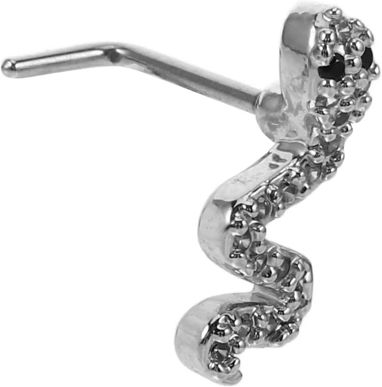 Shaped Snake Nose Studs with Zirconia Stones Durable Body Jewelry for Women and Unique Lip Piercing and Eyebrow Ring Accessory