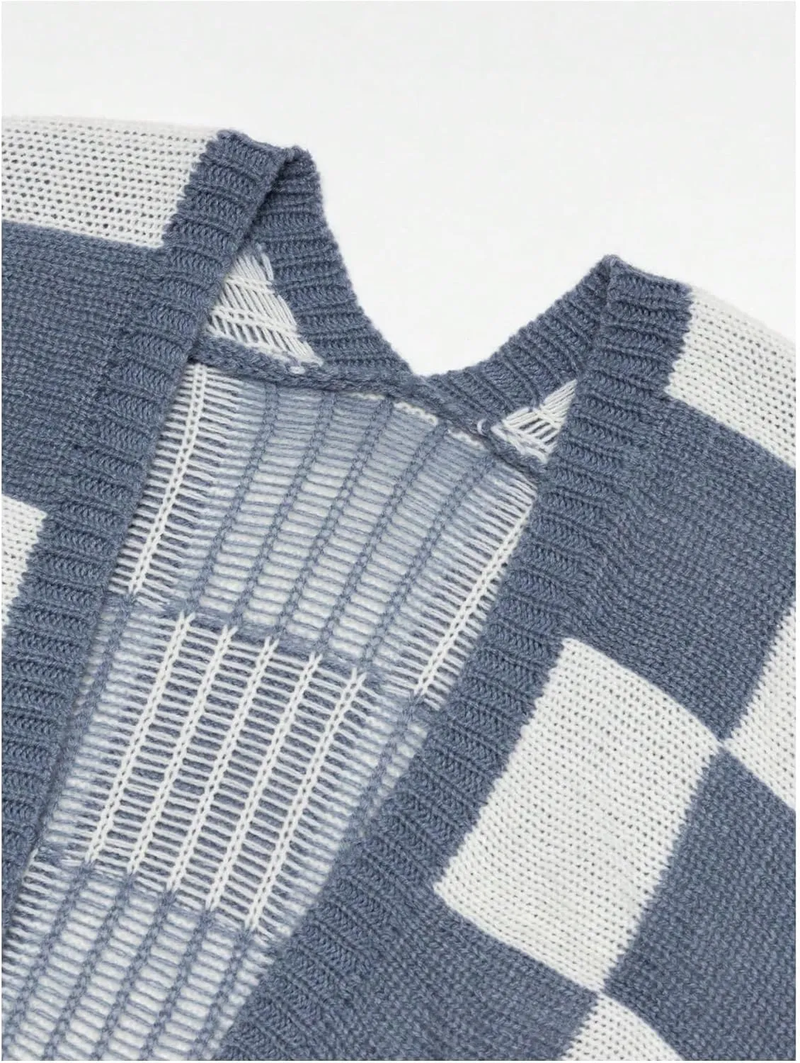 SHENHE Women's Oversized Plaid Outwear Open Front Knit Sweater Long Sleeve Casual Cardigan