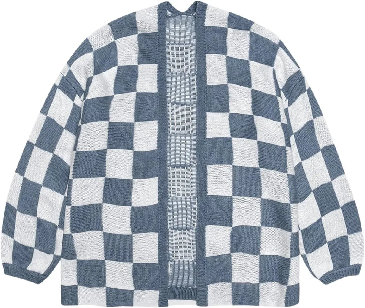 SHENHE Women's Oversized Plaid Outwear Open Front Knit Sweater Long Sleeve Casual Cardigan