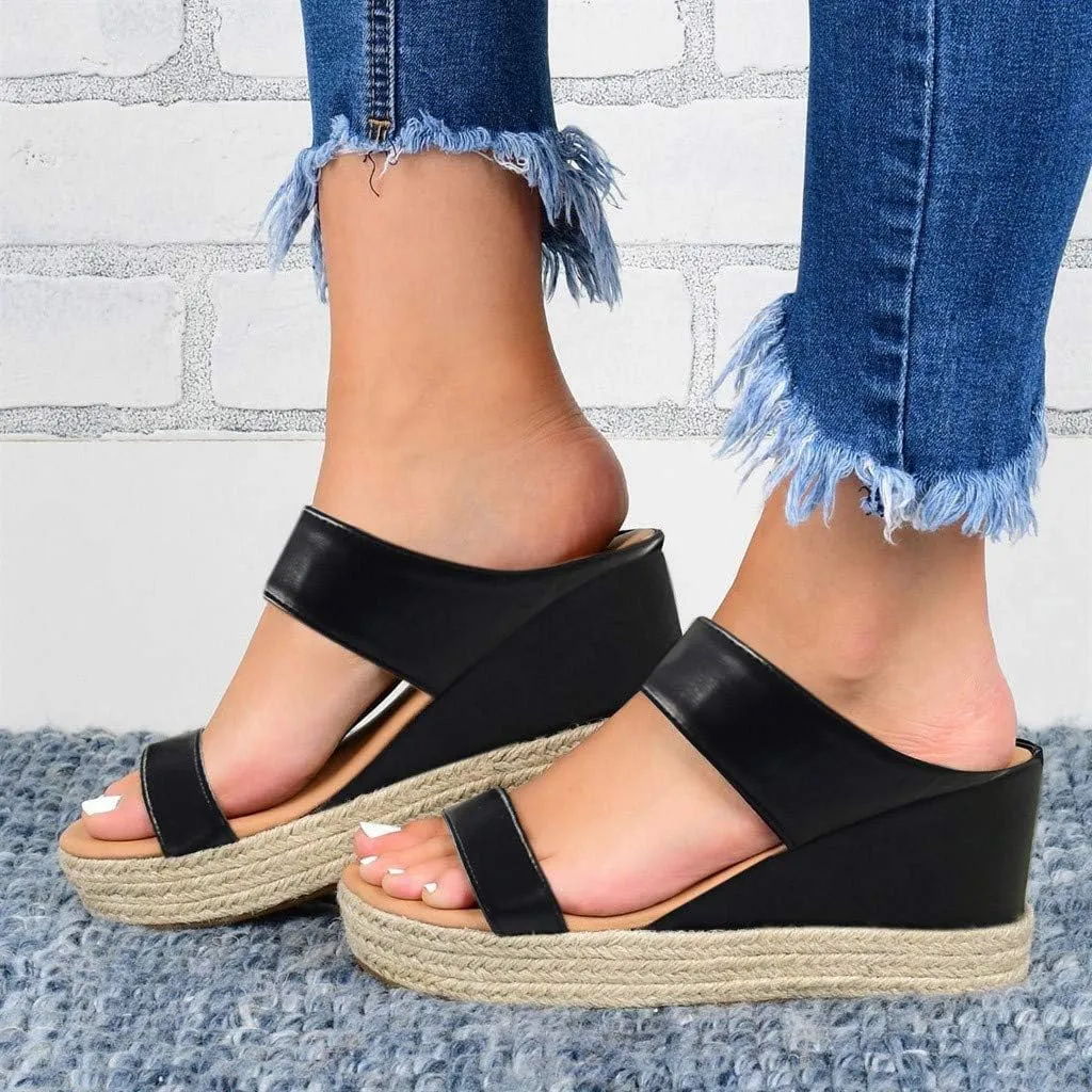 Shoes for Women Sandals, Womens Sandals Wedge Sandals Leather Slip on Platform Sandal Comfortable Flats Shoes