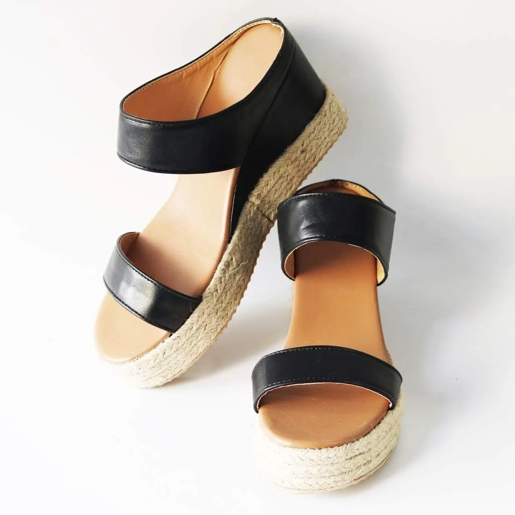 Shoes for Women Sandals, Womens Sandals Wedge Sandals Leather Slip on Platform Sandal Comfortable Flats Shoes