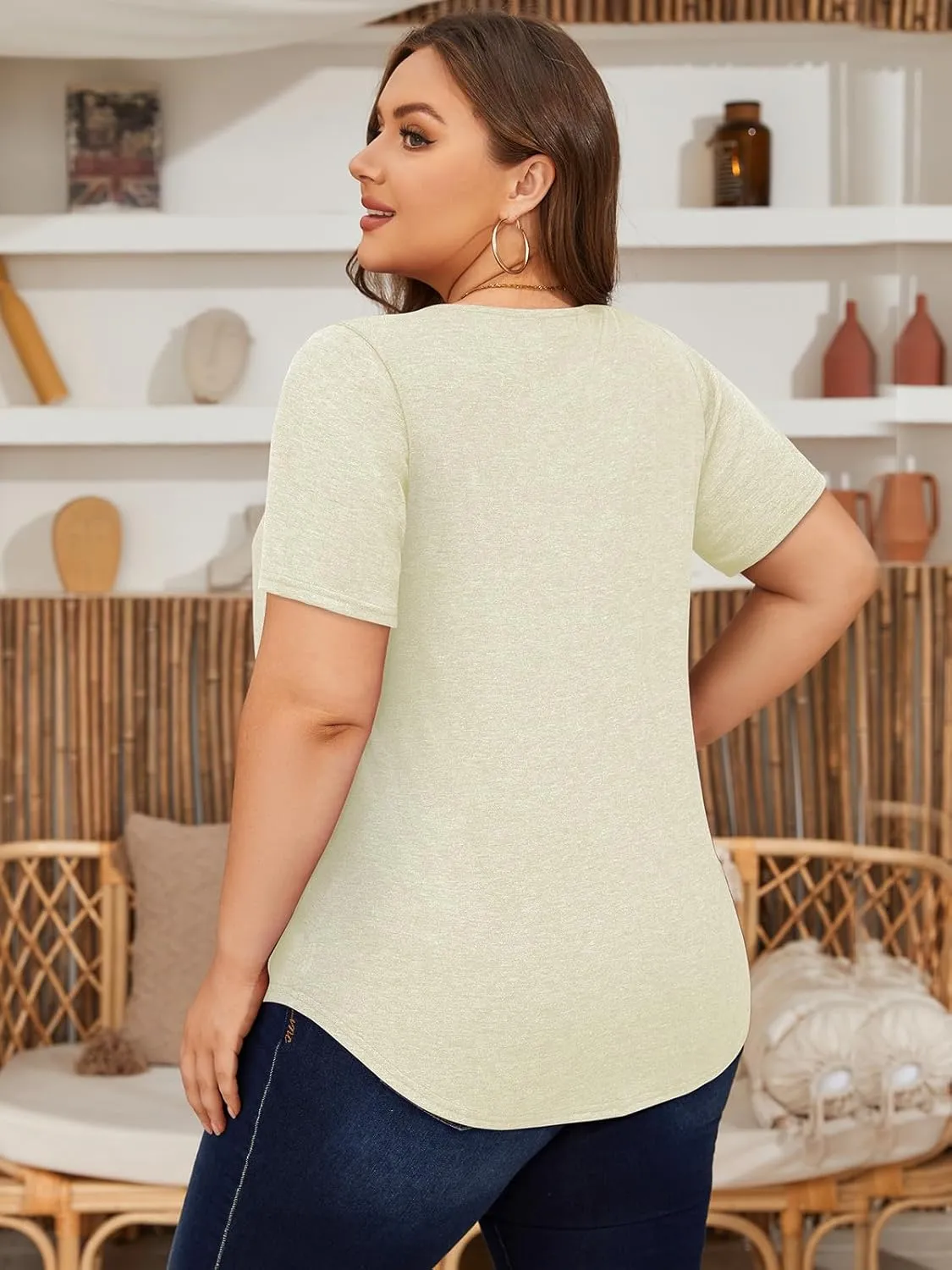 Siddhe Plus Size Tops for Women Short Sleeve Square Neck Summer Loose Fit Tunic Top for Leggings