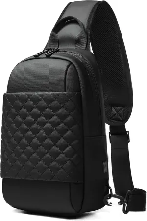 Sling Bag Chest Shoulder Backpack, Crossbody Sling Backpack for Men, Waterproof Single Shoulder Dayback with USB Charging Port for Commuting