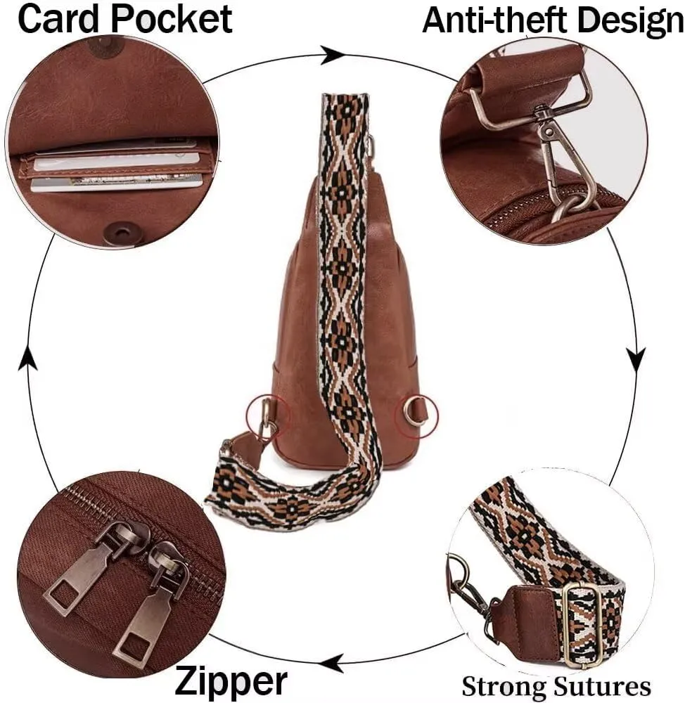 Small Sling Bags for Women Crossbody Purse Trendy Anti Theft PU Leather Pack Waist Chest for Travel Daypack