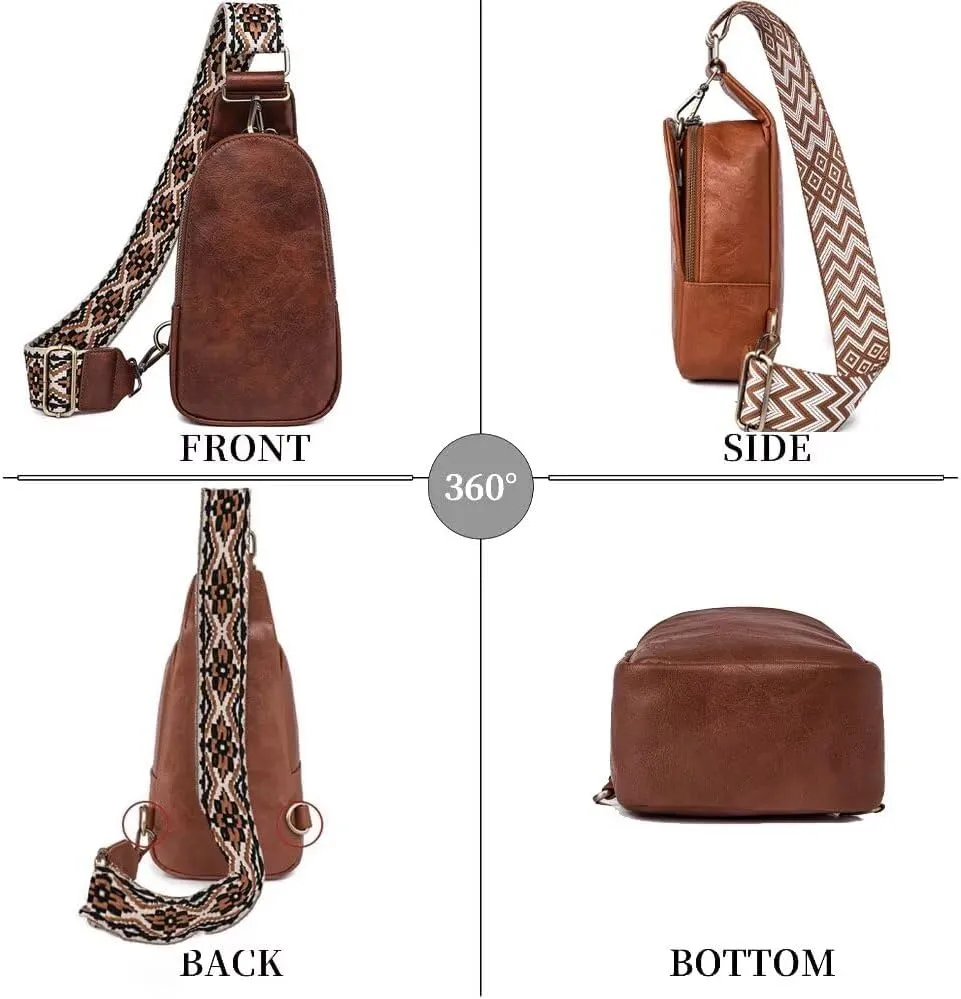Small Sling Bags for Women Crossbody Purse Trendy Anti Theft PU Leather Pack Waist Chest for Travel Daypack