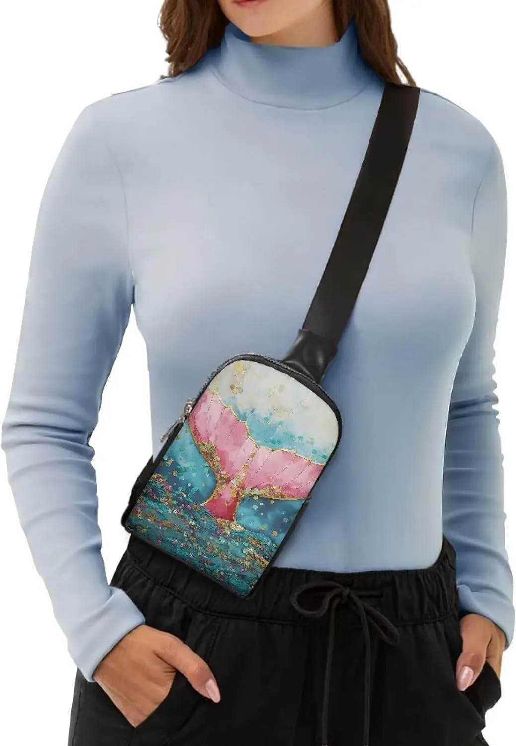 Small Sling Bags for Women Ladies Crossbody Sling Backpack Leather Fanny Pack Crossbody Bag for Travel
