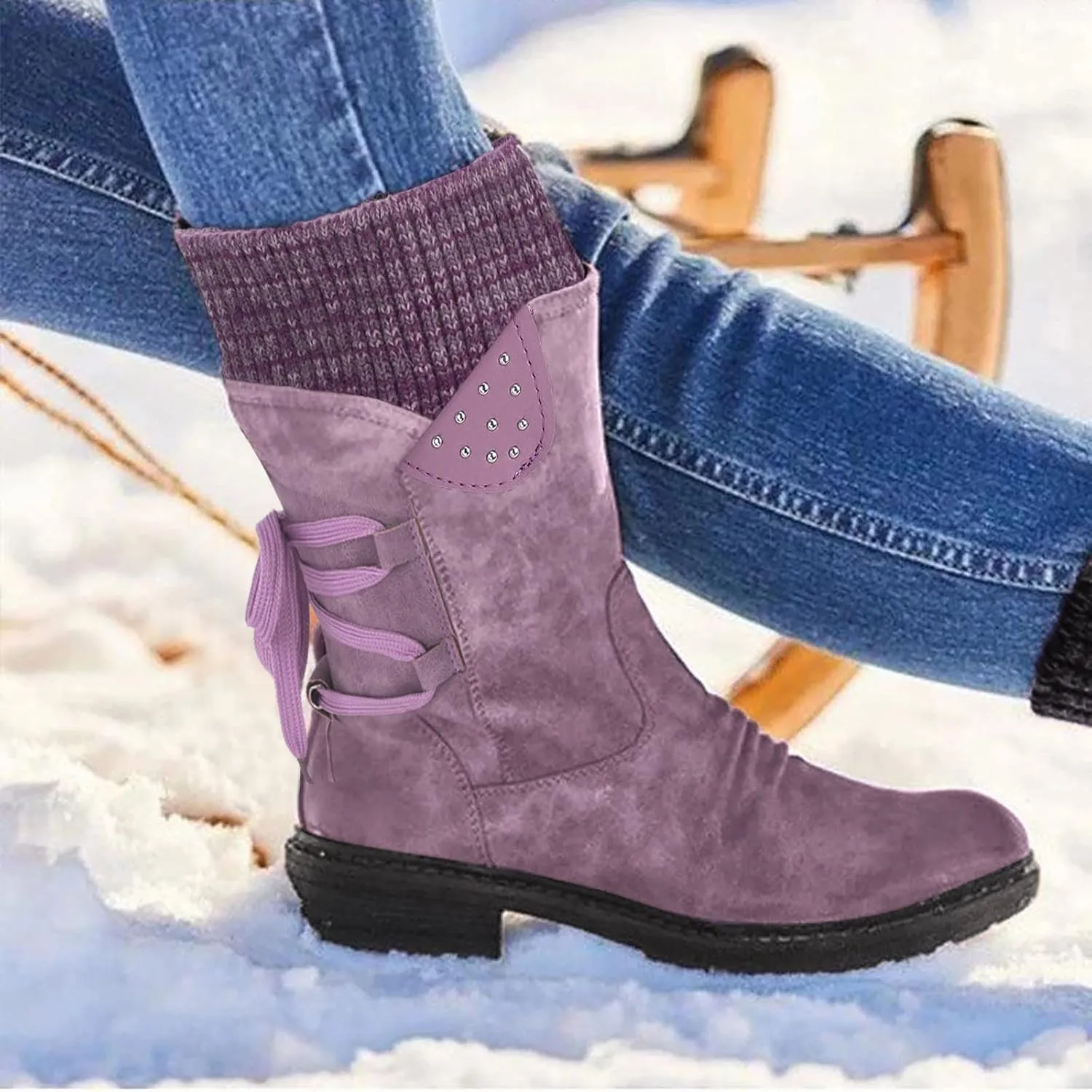 Snow Boots for Women Cute Tall Winter Snow Boots Women Waterproof Womens Zippered Snow Boots Waterproof Womens Waterproof Hiking Boots Extra Wide Width Botas Impermeables Para Invierno Mujer