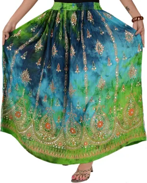 SNS Rayon Tie Dye Sequin Long Maxi Evening Beach Skirt