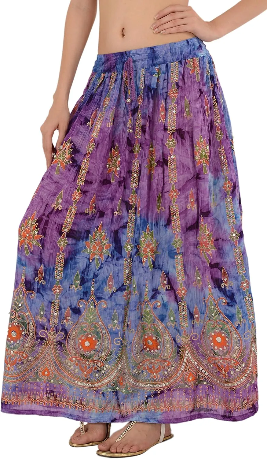 SNS Rayon Tie Dye Sequin Long Maxi Evening Beach Skirt
