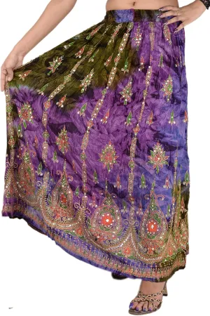 SNS Rayon Tie Dye Sequin Long Maxi Evening Beach Skirt