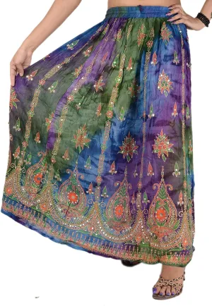 SNS Rayon Tie Dye Sequin Long Maxi Evening Beach Skirt