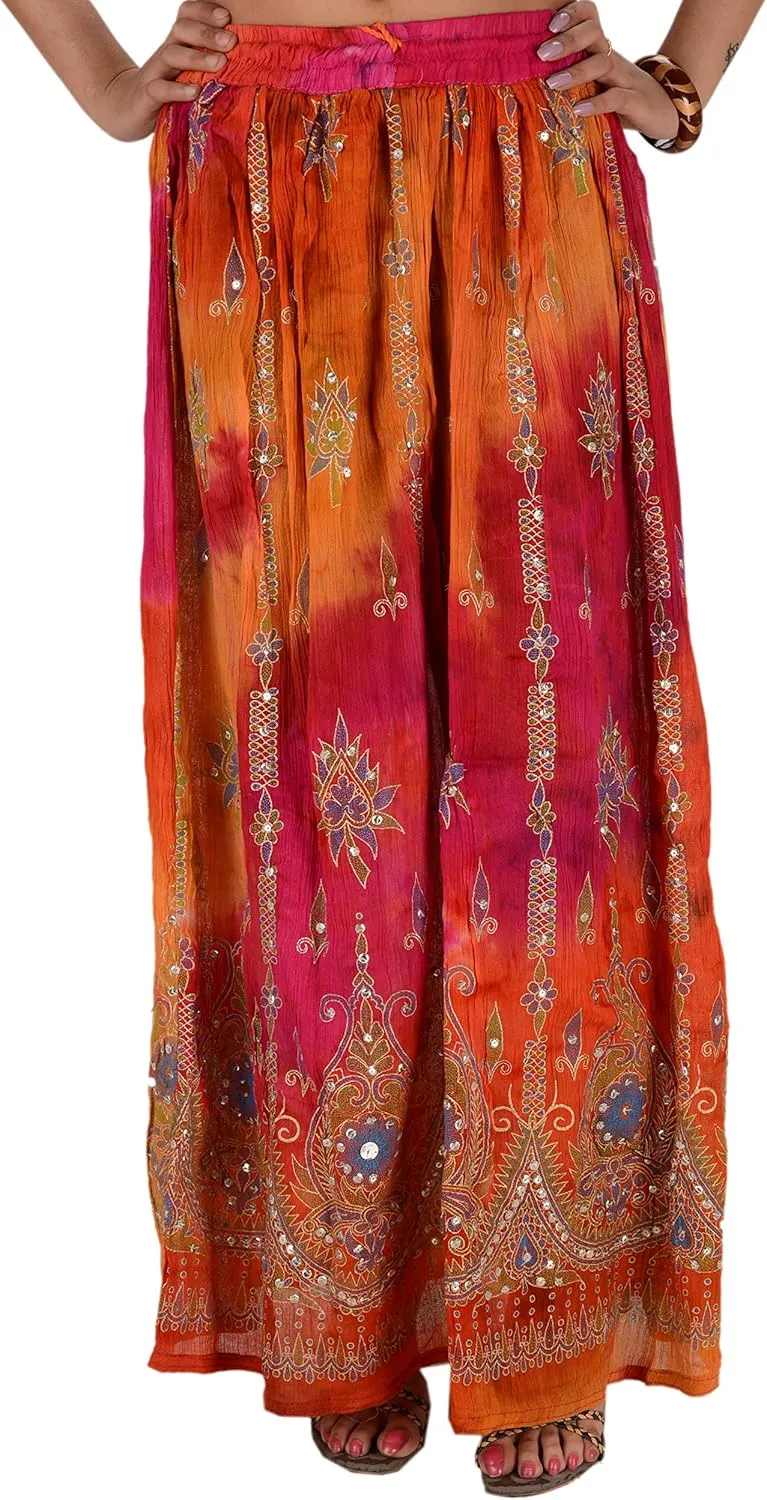 SNS Rayon Tie Dye Sequin Long Maxi Evening Beach Skirt