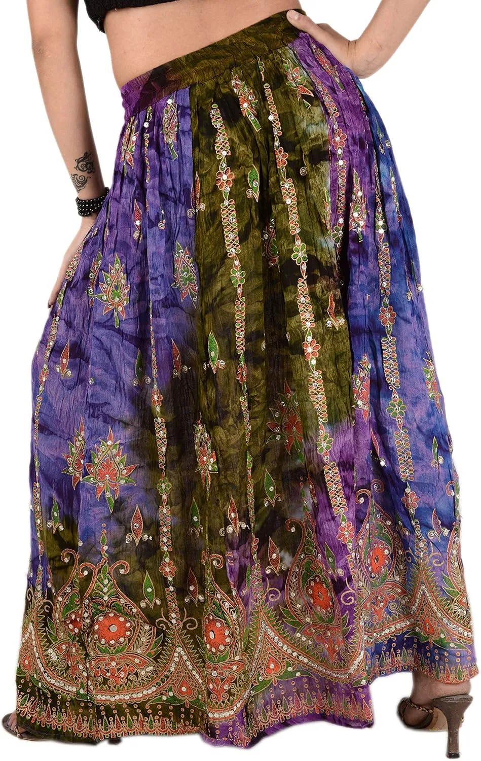 SNS Rayon Tie Dye Sequin Long Maxi Evening Beach Skirt