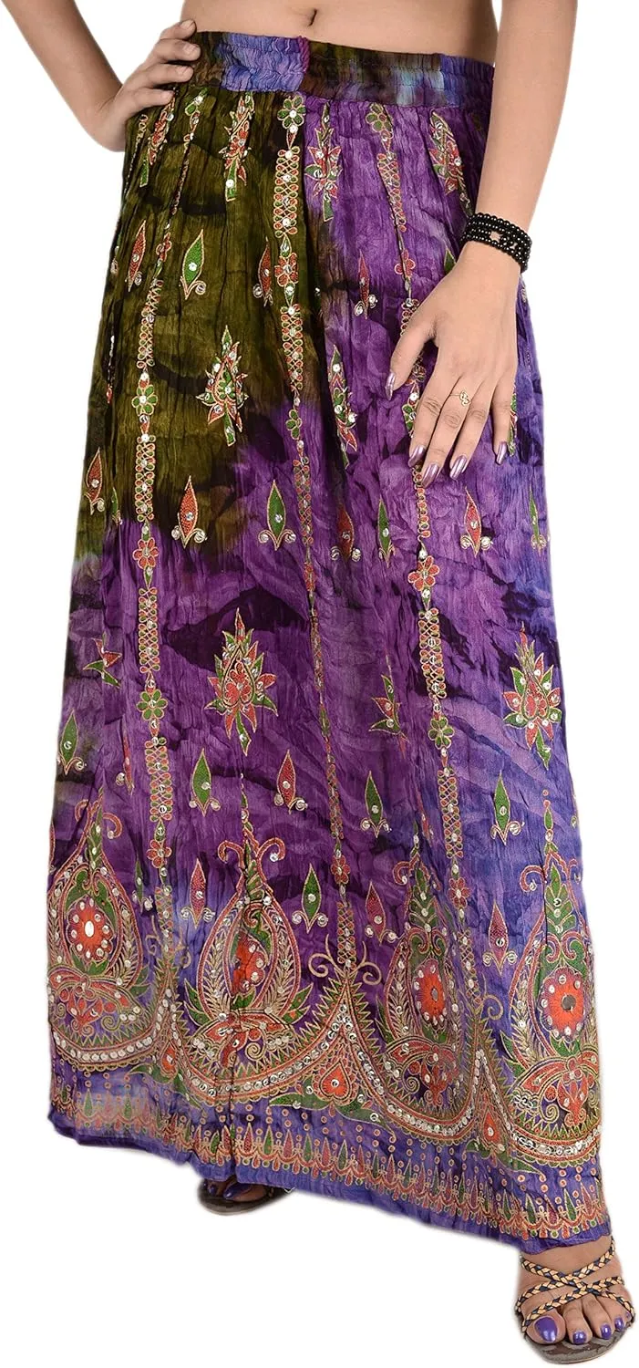 SNS Rayon Tie Dye Sequin Long Maxi Evening Beach Skirt