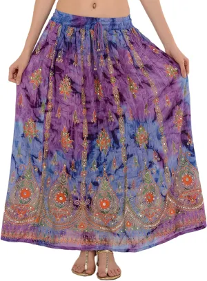 SNS Rayon Tie Dye Sequin Long Maxi Evening Beach Skirt