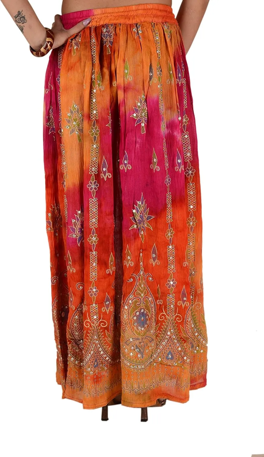 SNS Rayon Tie Dye Sequin Long Maxi Evening Beach Skirt