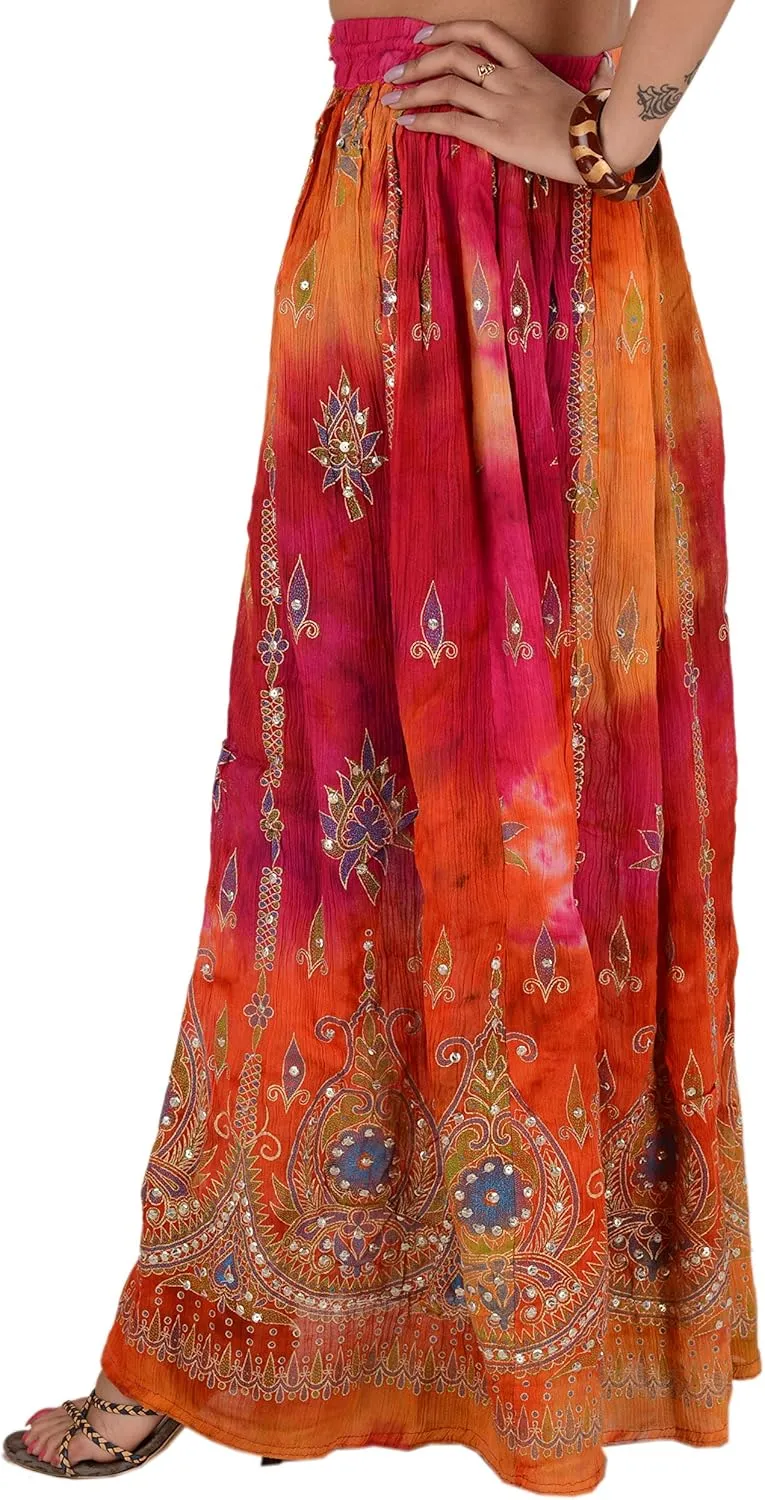 SNS Rayon Tie Dye Sequin Long Maxi Evening Beach Skirt