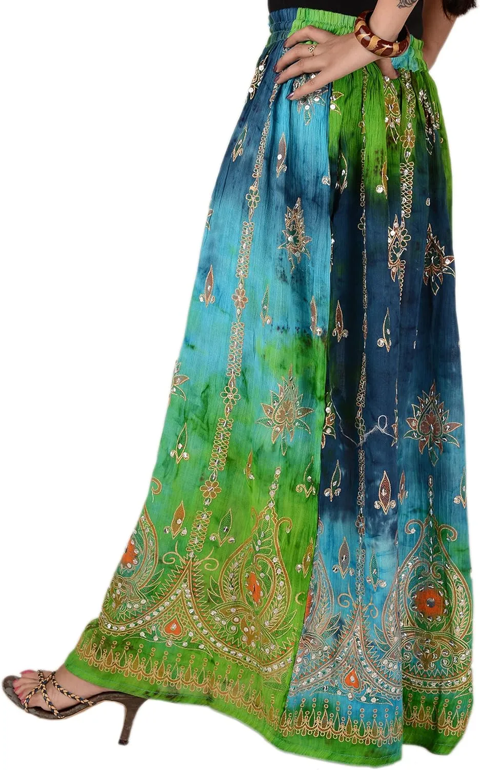 SNS Rayon Tie Dye Sequin Long Maxi Evening Beach Skirt