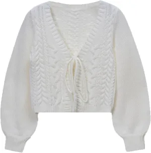 SOLY HUX Women's Tie Front Cardigan Sweaters Long Sleeve Bow Sweater Fall Winter Trendy Outerwear Tops