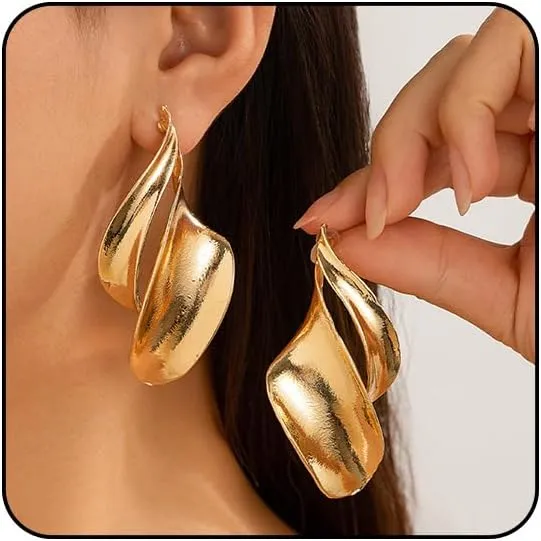 Statement Gold Earrings for Women: Chunky, Drop Dangle, Vintage Studs, Hammered Irregular Designs