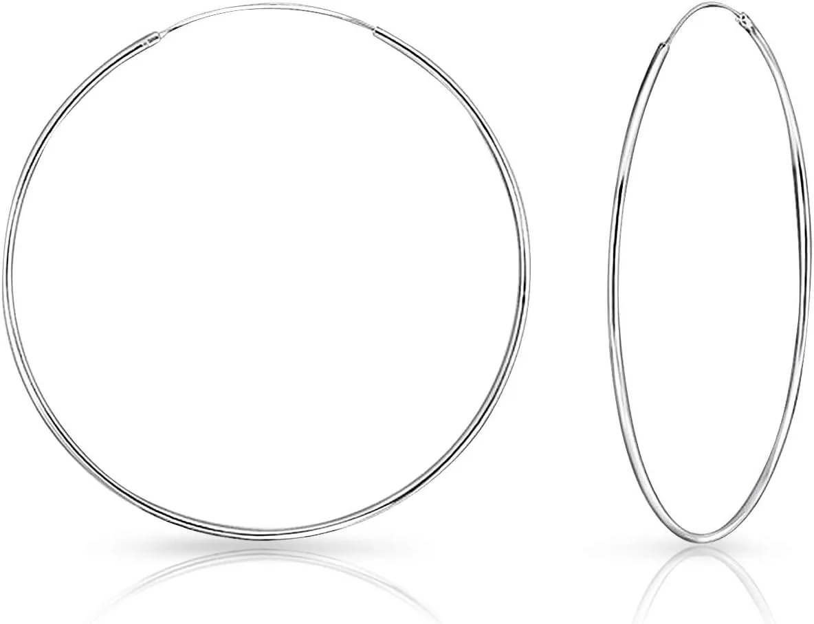 Sterling Silver Hoops Earrings Hypoallergenic - Silver Hoop Earrings Men - Large Hoops for Women - Sleeper Earings - Cartilage - Helix - Nose Ring - Huggie Hoop