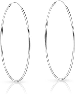 Sterling Silver Hoops Earrings Hypoallergenic - Silver Hoop Earrings Men - Large Hoops for Women - Sleeper Earings - Cartilage - Helix - Nose Ring - Huggie Hoop