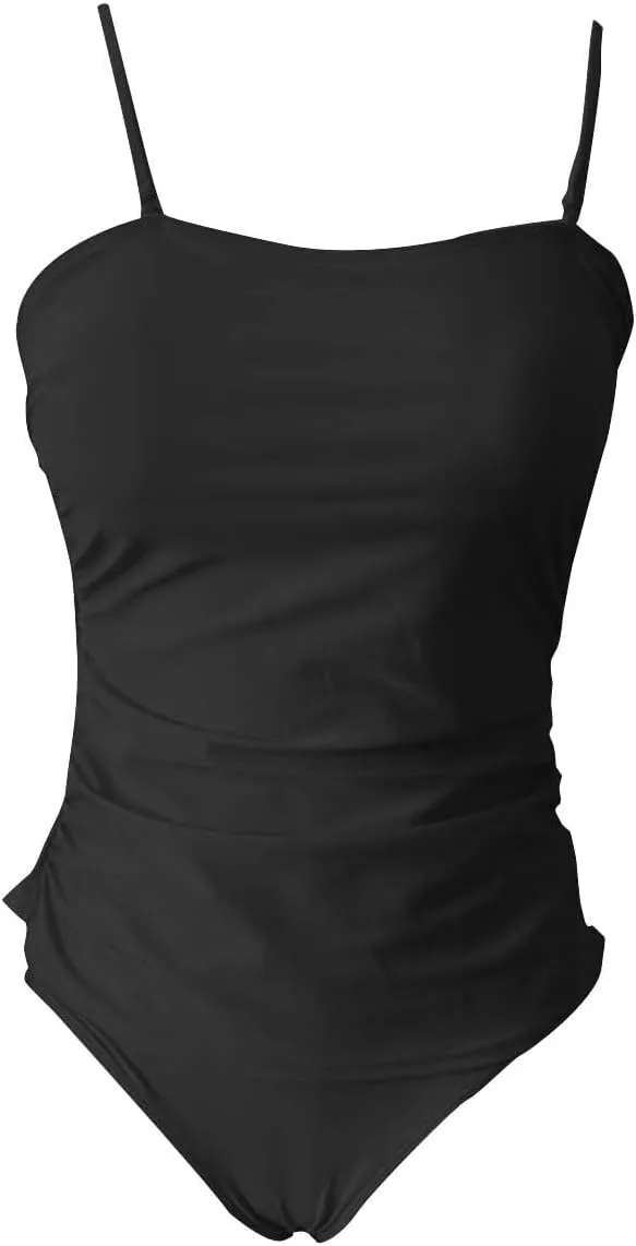 Strapless Tankini Sest for Women Bandeau Bathing Suits Ruched Tummy Control Swimwear Sexy Tube Tops with Bottoms 2025