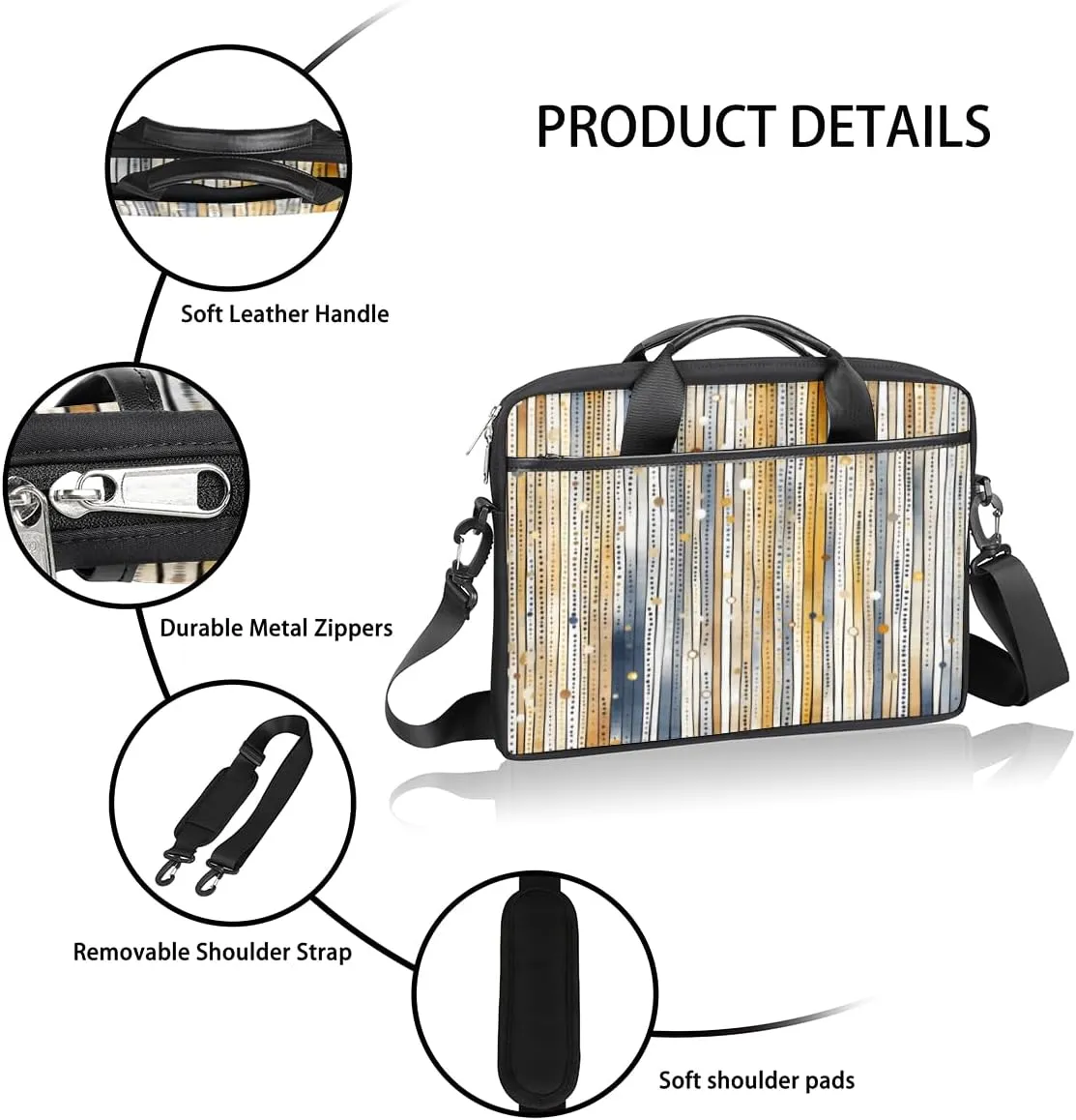Stripe Funny Style Laptop Shoulder Bag for Tablet Computer Notebook Sleeve Messenger Carrying Case Briefcase Tote