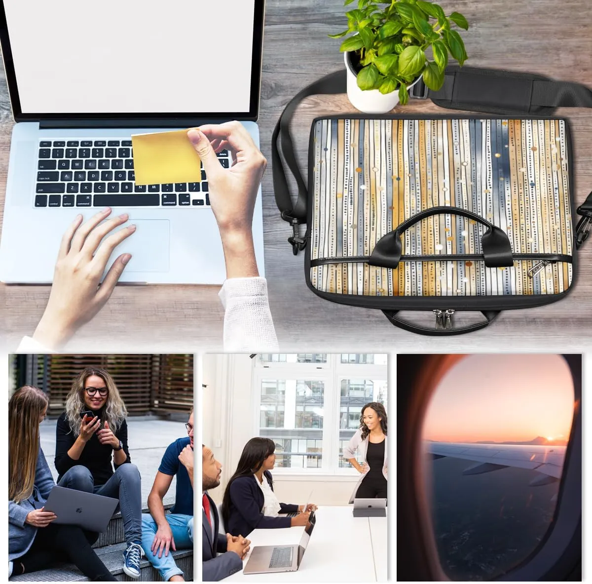 Stripe Funny Style Laptop Shoulder Bag for Tablet Computer Notebook Sleeve Messenger Carrying Case Briefcase Tote