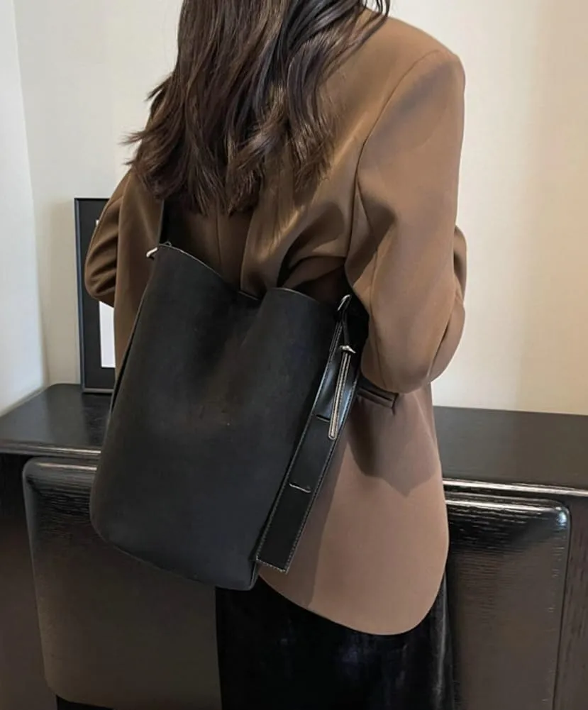 Suede Hobo Bags, Vegan Leather Shoulder Bag for Women Bucket Tote Fashion Designer Purse Handbag