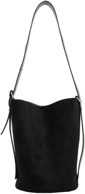 Suede Hobo Bags, Vegan Leather Shoulder Bag for Women Bucket Tote Fashion Designer Purse Handbag