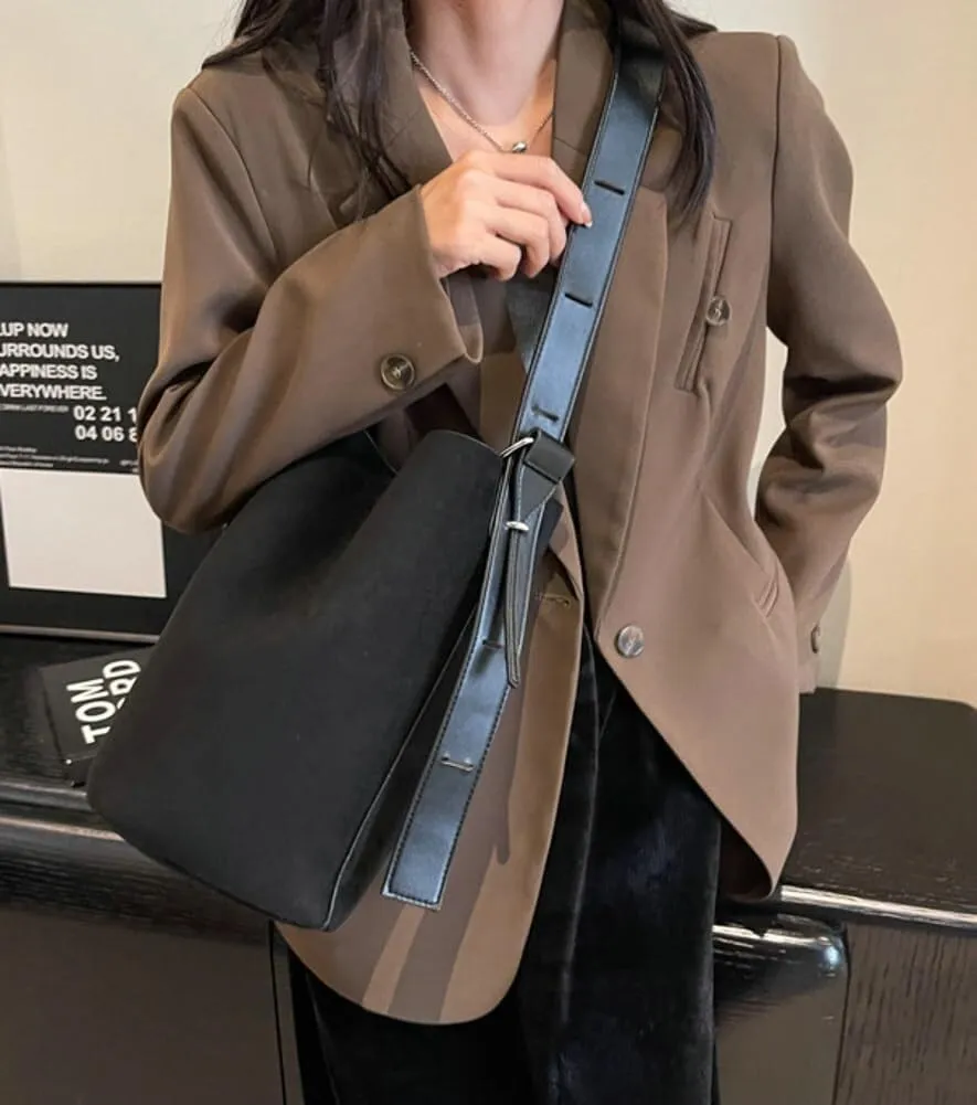 Suede Hobo Bags, Vegan Leather Shoulder Bag for Women Bucket Tote Fashion Designer Purse Handbag