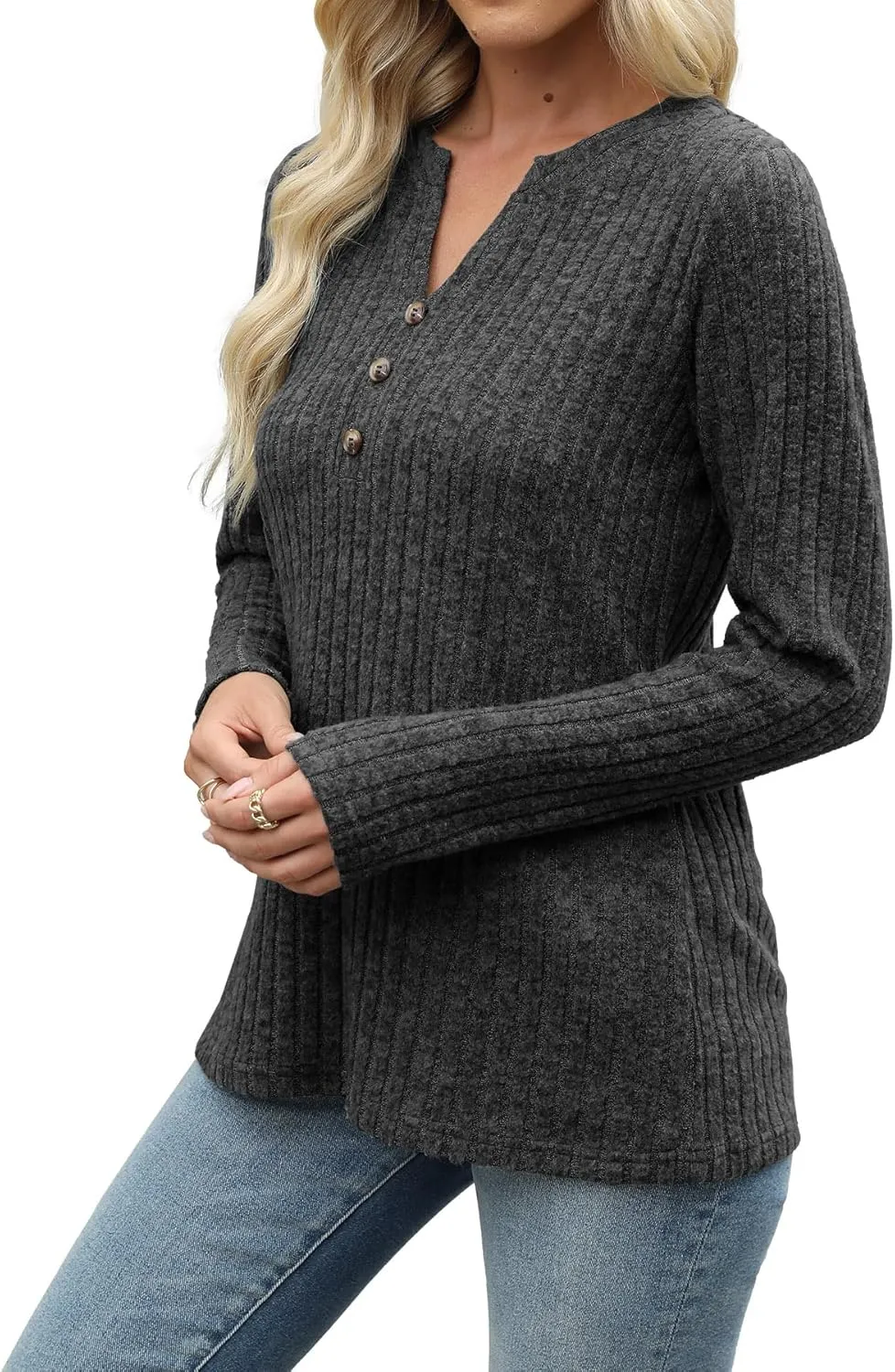Sweaters for Women Fashion Long Sleeve Tops Pullover V Neck Casual Loose Sweatshirt